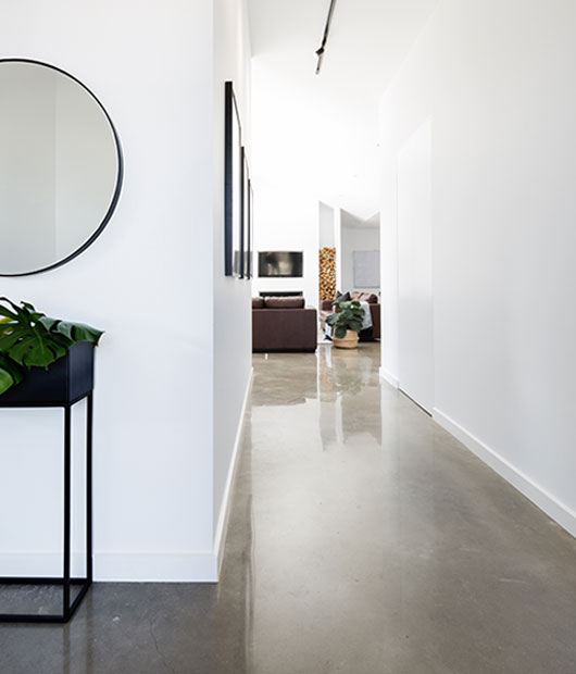 floor with polished concrete overlay