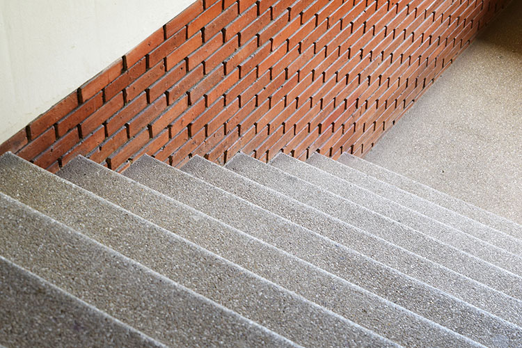 stairway with exposed aggregate