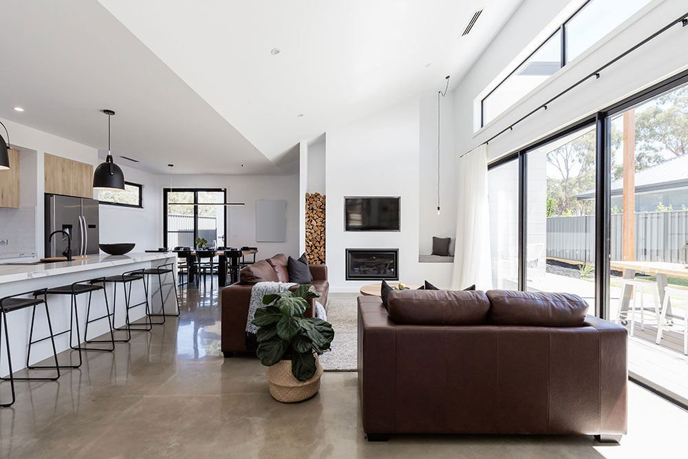 polished concrete floor of modern home