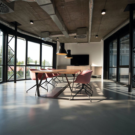 office with polished concrete floor