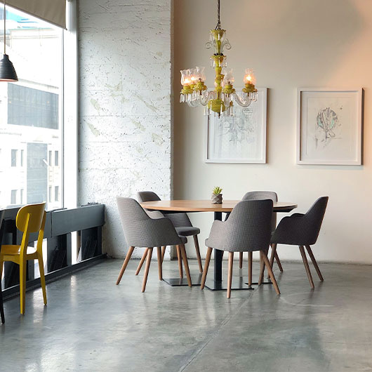 home with concrete floor