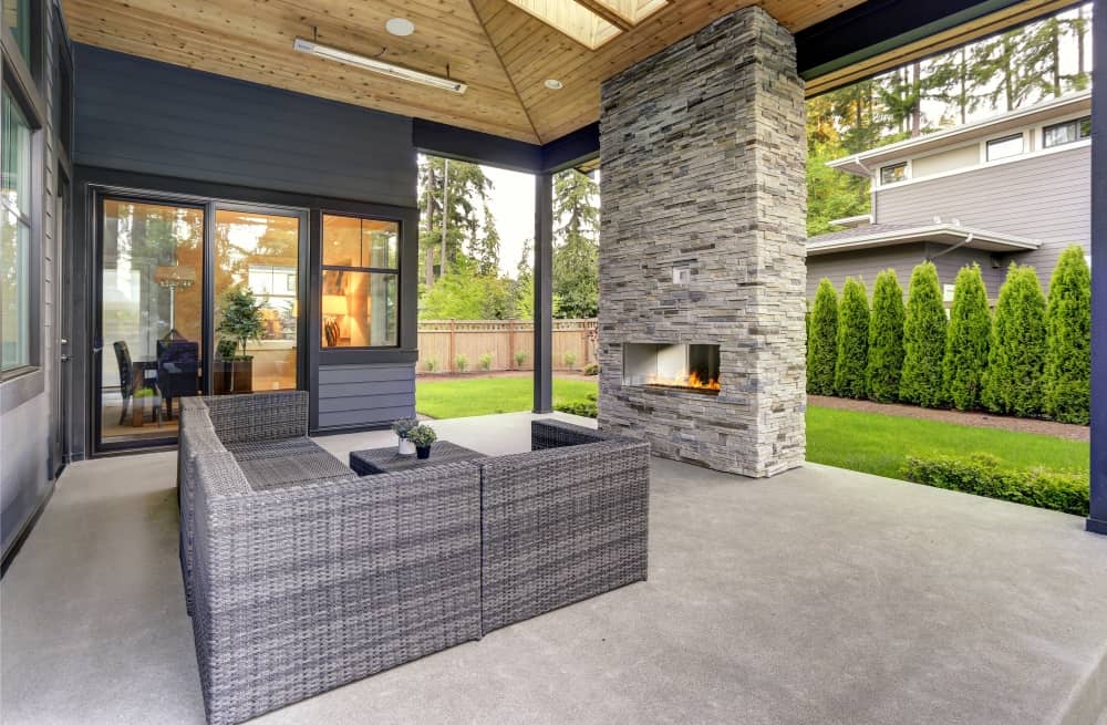 Outdoor fireplace.