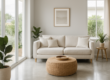 polished concrete living area