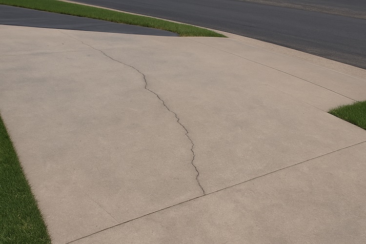 cracked exposed aggregate concrete driveway