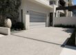 white finish exposed aggregate driveway