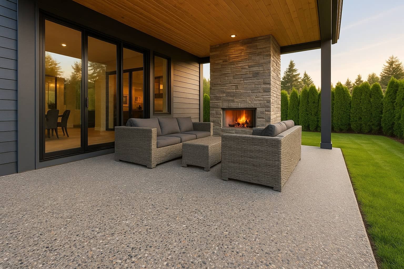 exposed aggregate alfresco with light finish