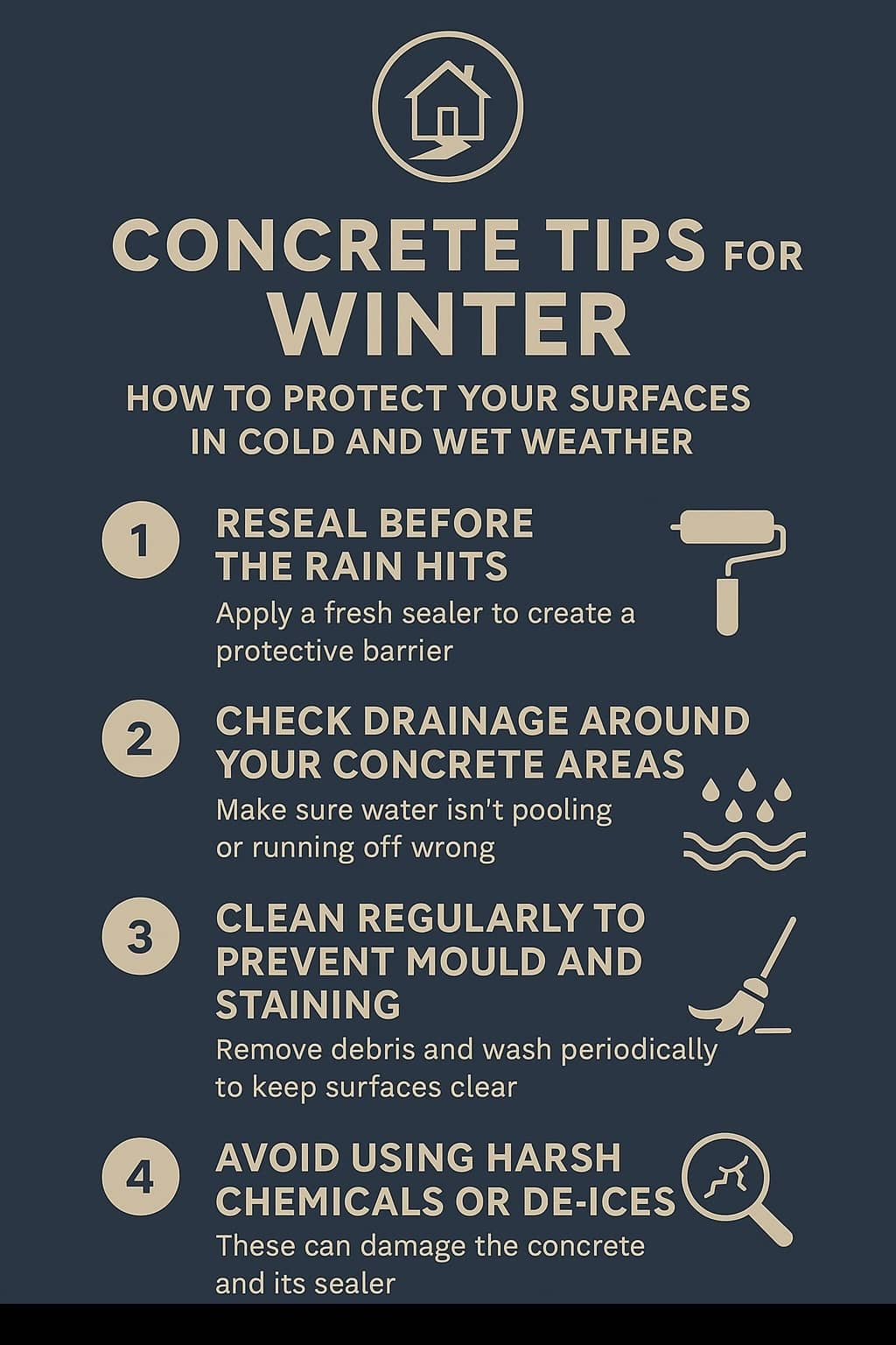 concrete infographic explaining tips for winter